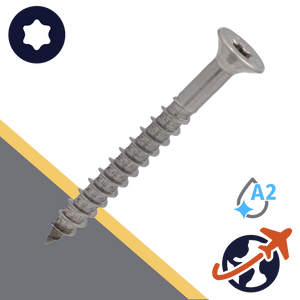 M8 Stainless Torx, Flat Head, Wood Thread, Cutting Tip