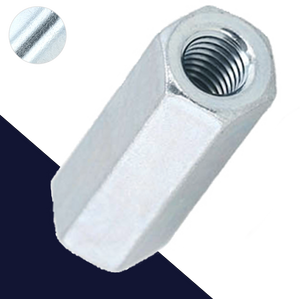 Hex Coupler Nut,Steel Class 6 Zinc,Extended Lengths