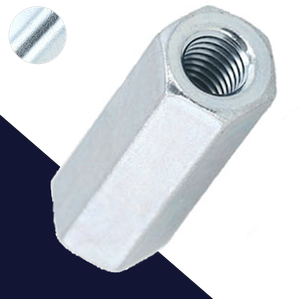 Hex Coupler Nut,Steel Class 6 Zinc,Extended Lengths