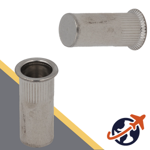 Countersunk, Wide Head,A2 Stainless, CLOSED End,Ribbed Rivet Insert Nut