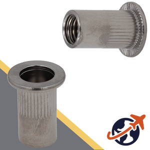 Rivet Nut Flanged - A4 Stainless - Open End Knurled Head 