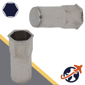 Countersunk, Hex Head,A2 Stainless, CLOSED End,Semi-Hex Rivet Insert Nut