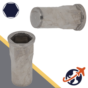 Flanged Hex Head,A2 Stainless, CLOSED End,Semi-Hex Rivet Insert Nut