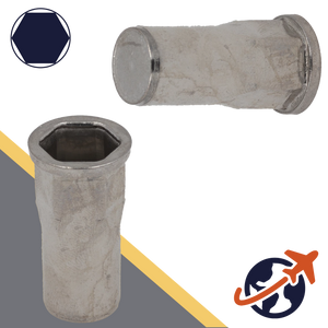 Flanged Hex Head,A2 Stainless, CLOSED End,Semi-Hex Rivet Insert Nut