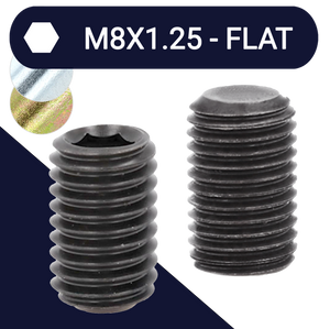 M8 Flat Point Allen Set Screw Stud 45H DIN 913