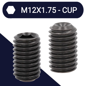 M12X1.75 Set Screw,Steel Class 45H,DIN 916 Cup Point
