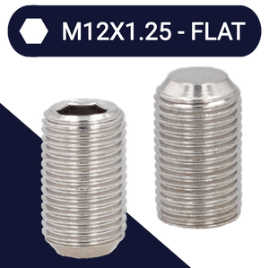 M12X1.25 Stainless Allen Extra Fine Thread Set Screw Stud DIN 913 Flat Point