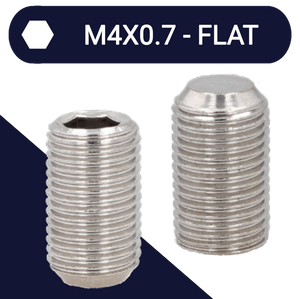 M4X0.7 - A2 Stainless ISO 4026 - Flat Point Allen Socket Set Screw