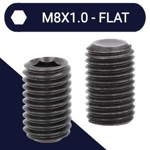 M8X1.0 Fine Allen Set Screw Stud 45H DIN 913 Flat Point