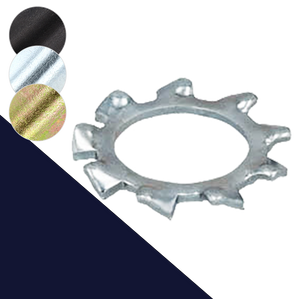 Toothed Star Lock Washer,External DIN 6797-A,Steel, Finishes Vary