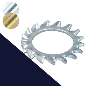 Serrated Star Lock Washer,External DIN 6798-A,Steel, Zinc Plated