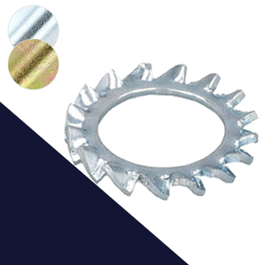 Serrated Star Lock Washer,External DIN 6798-A,Steel, Zinc Plated