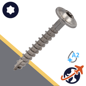 M5 Stainless Torx, Button Head Flange, Wood Thread