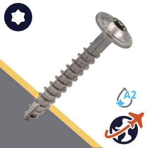 M6 Stainless Torx, Button Head Flange, Wood Thread