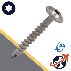 M4 A4 Stainless Torx, Button Head Flange, Wood Thread