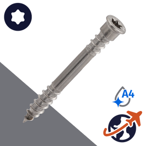 M5.5 A4 Stainless Torx, Flat Cylinder Head, Split Wood Thread