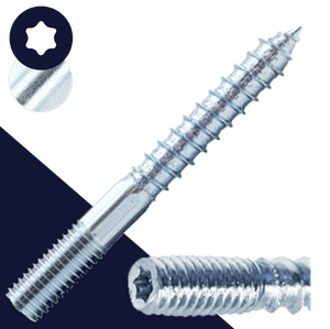 M10X1.5 Torx Hanger Bolt,Steel Zinc Plated,Machine + Wood Thread