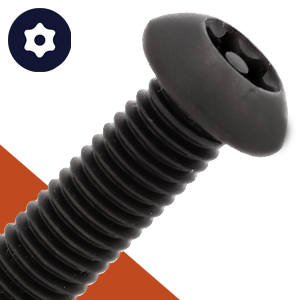 M6 Button Head Torx + Pin,Stainless + Black Oxide,Security Screw