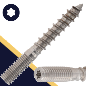 M10X1.5 Torx Hanger Bolt,Stainless Steel A2,Machine + Wood Thread