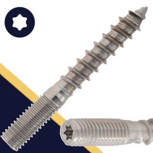 M8X1.25 Torx Hanger Bolt,Stainless Steel A2,Machine + Wood Thread