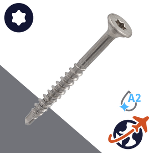 M5.0 Torx Flat Head Self Drilling Wood Screw - A2-50 Stainless Steel 