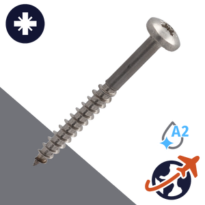 M5.5 Stainless Pozidrive, Pan Head, Wood Thread