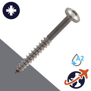 M5 Stainless Pozidrive, Pan Head, Wood Thread