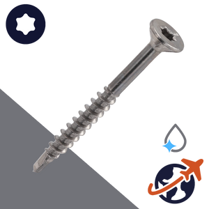 M3.5 C1 Stainless Torx, Small Flat Head, Wood Thread, Drilling Tip
