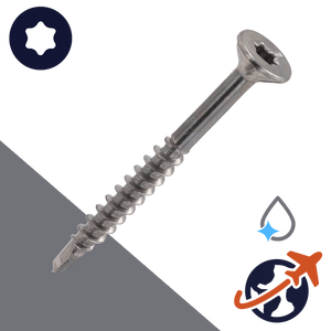 M4 C1 Stainless Torx, Small Flat Head, Wood Thread, Drilling Tip