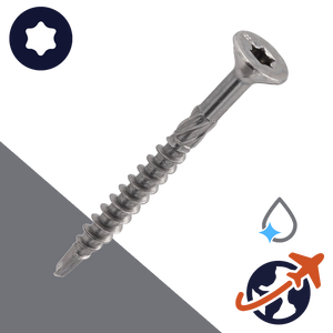 M4.5 C1 Stainless Torx Flat Head, Wood Thread + Milling Ribs, Cutting Tip