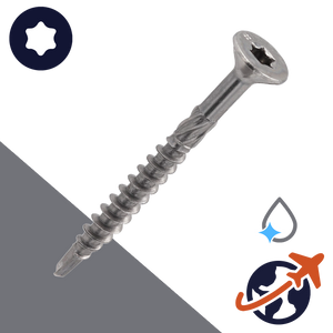 M4 C1 Stainless Torx Flat Head, Wood Thread + Milling Ribs, Cutting Tip