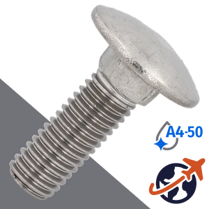 M16X2.0 Carriage Bolt - A4-50 Stainless DIN 603