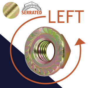 Serrated Flange Nut LEFT HAND Steel, Yellow Zinc