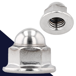 Flanged Acorn Nut,Stainless Steel,Smooth