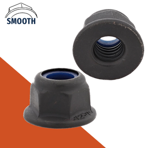 Coarse DIN 6926 Nylon Flange,A2 Stainless + Black Oxide,Smooth Bottom Nut