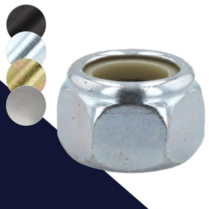 Fine DIN 985 Nylon Nut,Steel Class 10 Hardened,Black, Zinc, Yellow, Flake