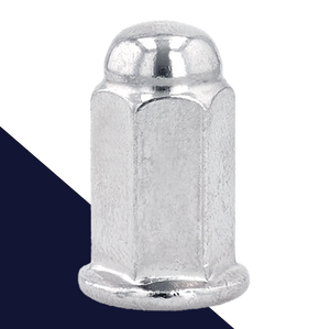 TALL Flanged Acorn Nut,Steel, Chrome Plated,Smooth Bottom