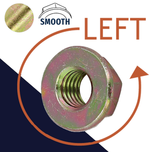 Smooth Flange Nut LEFT HAND Steel, Yellow Zinc