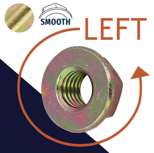 Smooth Flange Nut LEFT HAND Steel, Yellow Zinc