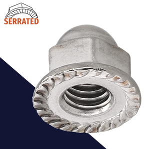 Acorn Nut Flange, Serrated Stainless Special