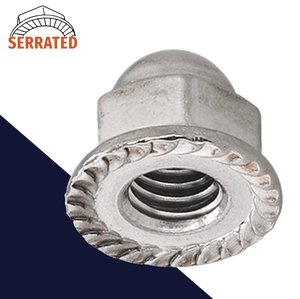 Flanged Acorn Nut,Stainless Steel,Serrated