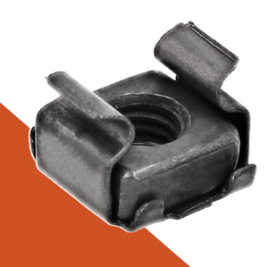 M6 Cage Nut,Captive Clip Style,Stainless + Black