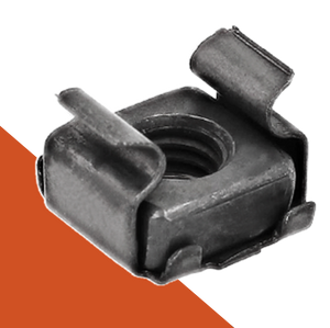 M6 Cage Nut,Captive Clip Style,Stainless + Black