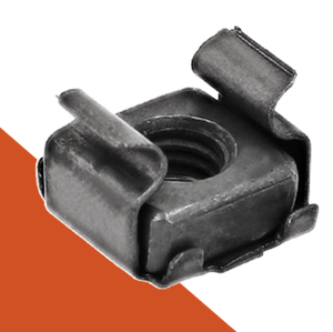 M6 Cage Nut,Captive Clip Style,Stainless + Black