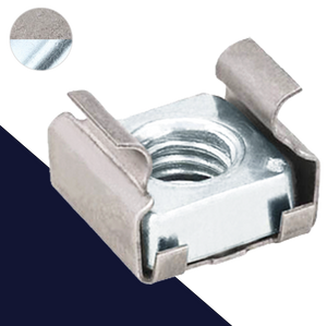 Cage Nut,Captive Clip Style,Zinc Plated + Stainless