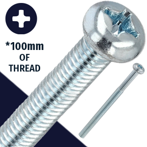 M6X1.0 JIS Small Pan Phillips 100mm Thread - Steel Zinc JIS B1111 