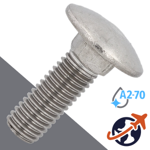 M12X1.75 Carriage Bolt - A2-70 Stainless DIN 603