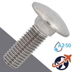 M16X2.0 Carriage Bolt,A2-50 Stainless,DIN 603