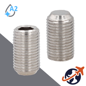 M3X0.5 Flat Point Allen Socket Set Screw - A2 Stainless ISO 4026