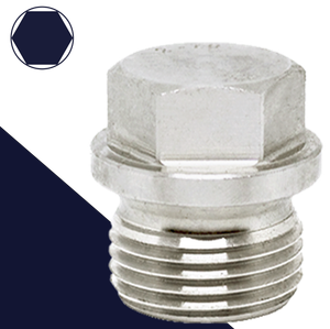 British Flanged Hex Plug,Stainless Steel,DIN 910 BSPP